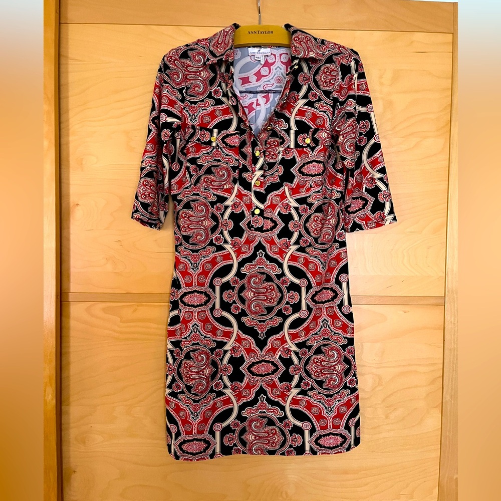Vibrant Retro Red, Black and Cream Jude Connally Mini Dress